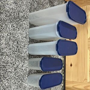 Blue Lid Tupperware Super Oval Set